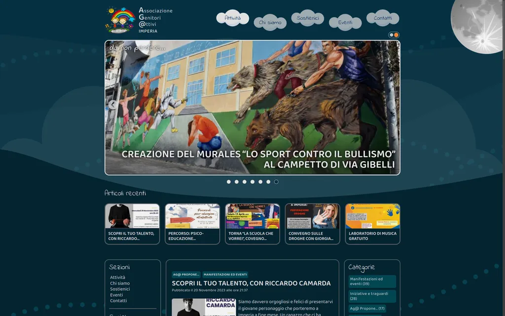 Sito Ag@ in modalità tema scuro