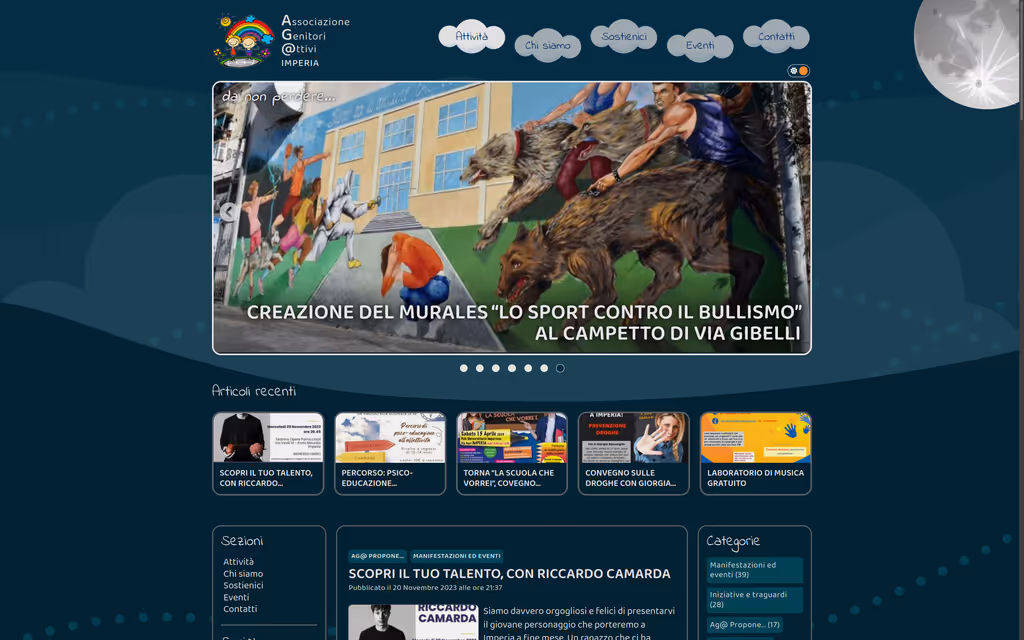 Sito Ag@ in modalità tema scuro