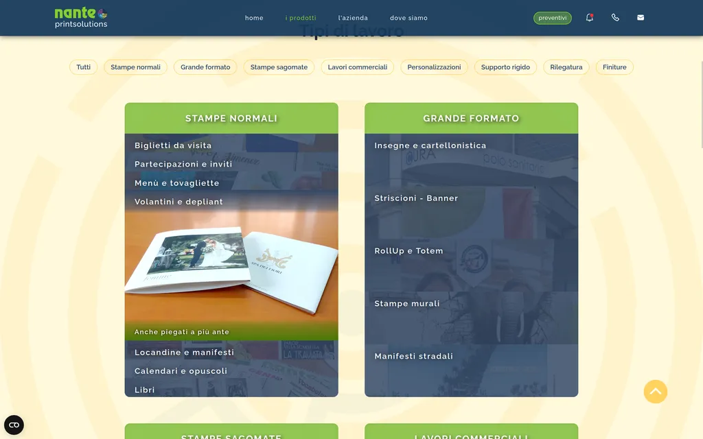 Catalogo dei prodotti con filtro e accordion custom